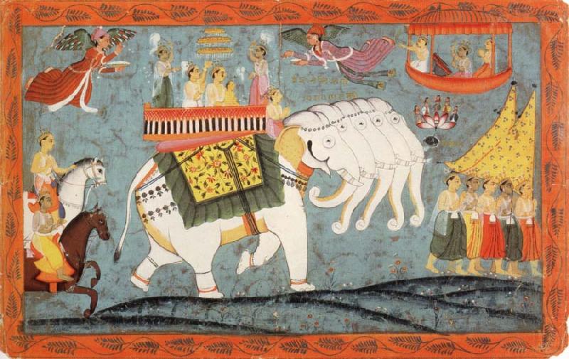 unknow artist Celestial Procession with Indra Riding His Elephant china oil painting image
